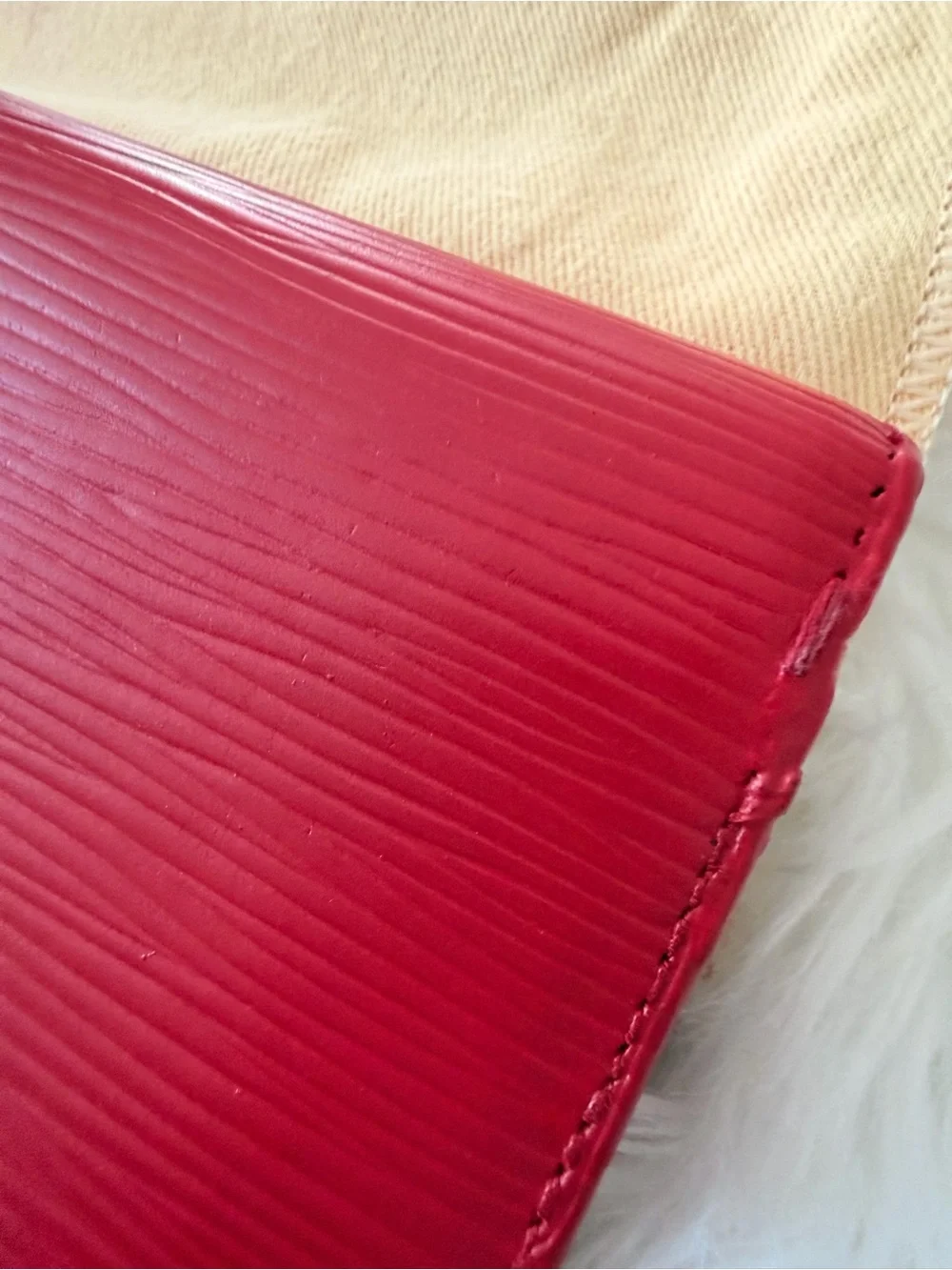 Authentic Louis Vuitton Red Textured Women’s Long Wallet